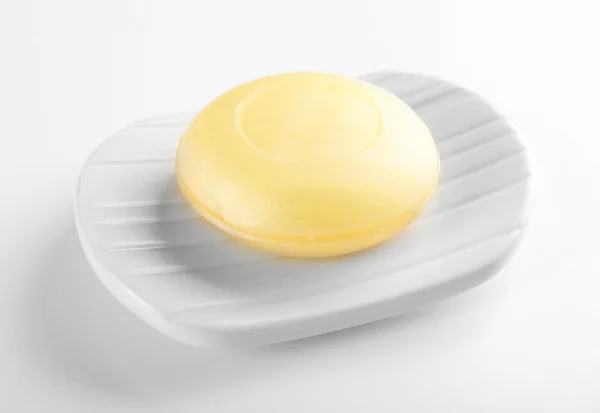 Soap on a dish, isolated — Stock Photo, Image