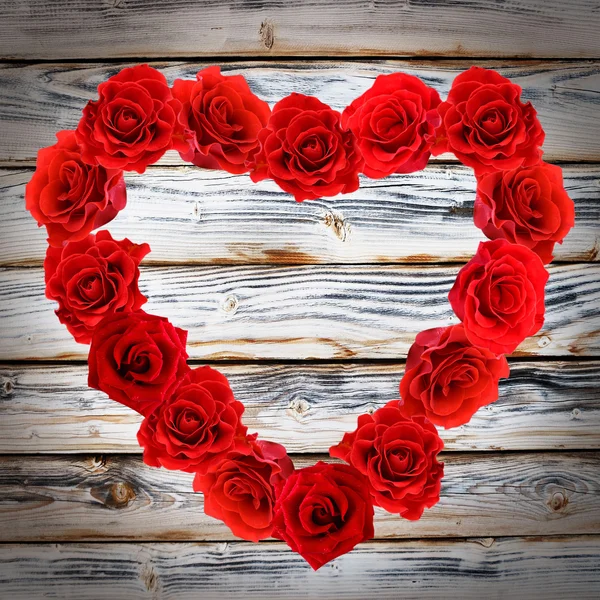 Valentines Day heart made of roses — Stock Photo, Image
