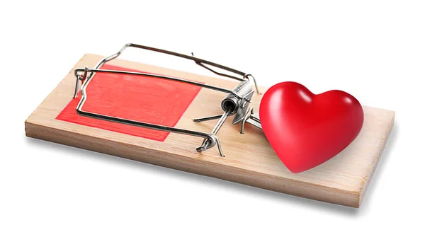 Mousetrap med rött hjärta — Stockfoto
