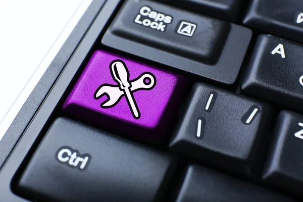 Laptop keyboard with color button — Stock Photo, Image