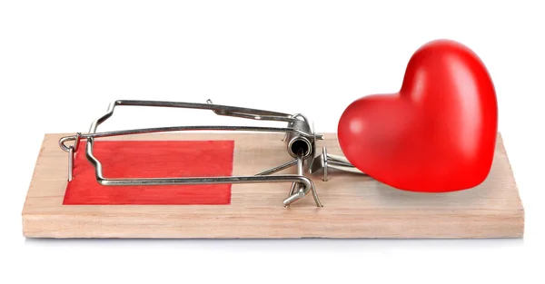 Mousetrap with red heart — Stock Photo, Image