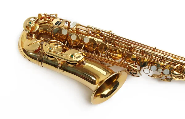Золотий саксофон крупним планом — стокове фото