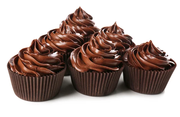 Chocolate cupcakes isolated on white — Stock Photo, Image