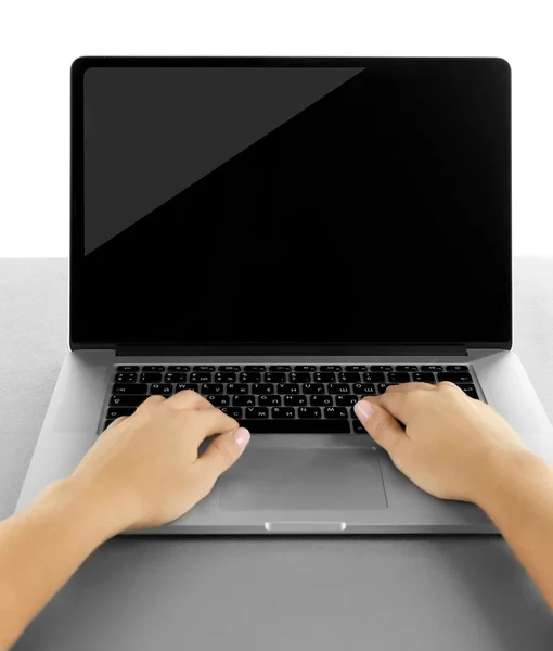 Female hands working on laptop — Stock Photo, Image