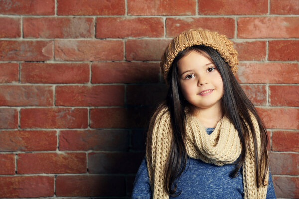 Portrait of little fashion kid girl
