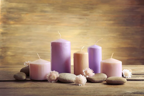 Spa set with candles — Stock Photo, Image