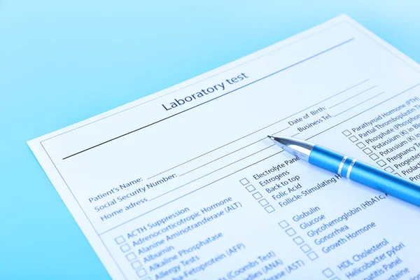 Lista de testes laboratoriais — Fotografia de Stock