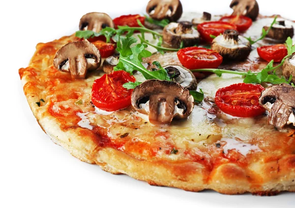 Mantar ile dekore edilmiş lezzetli pizza — Stok fotoğraf