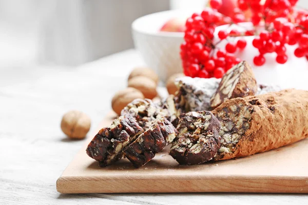 Tasty chocolate salami — Stock Photo, Image