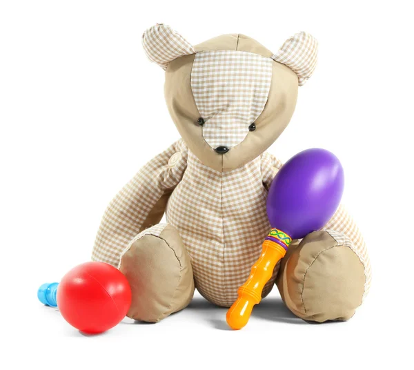 Teddybär mit Maracas — Stockfoto