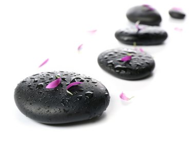 Çiçek yaprakları taşlarla sıcak spa