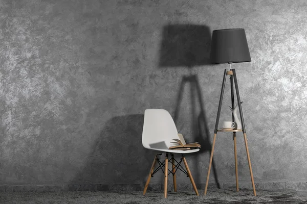 Stylish conception with chair and lamp — Stock Photo, Image