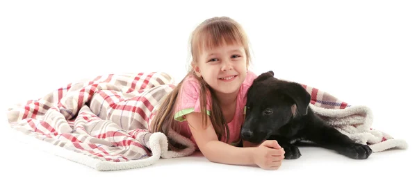 Little cute girl with puppy Royalty Free Stock Photos