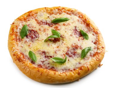 Sebzeli beyaz izole lezzetli lezzetli pizza