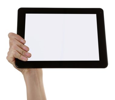 Siyah tablet elinde