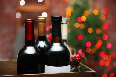 Noel arka plan kutusunda şarap