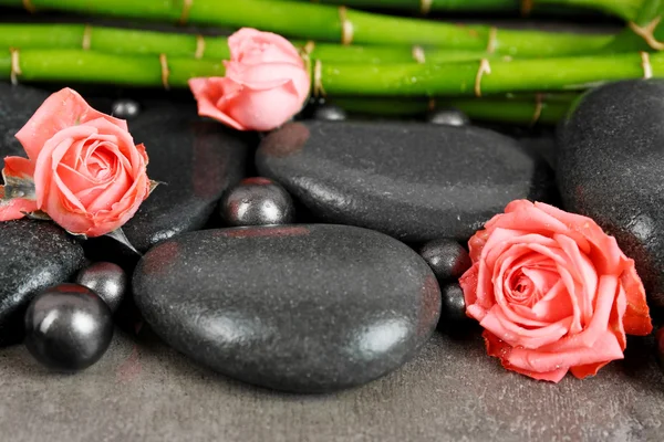 Piedras de spa con rosas — Foto de Stock