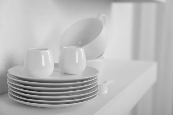 Stack of white Tableware — Stock Photo, Image