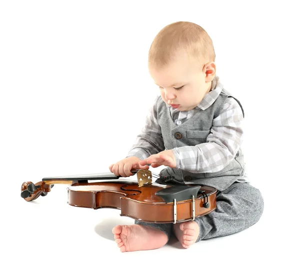Симпатичный ребенок со скрипкой — стоковое фото