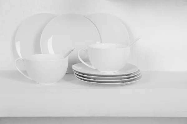 Stack of white Tableware — Stock Photo, Image