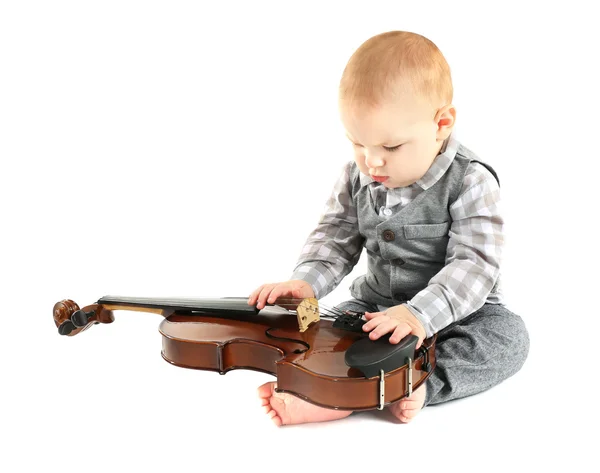 Lindo bebé con violín —  Fotos de Stock