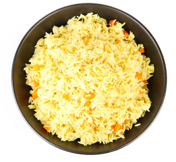 Prato de arroz vegetariano isolado em branco — Fotografia de Stock