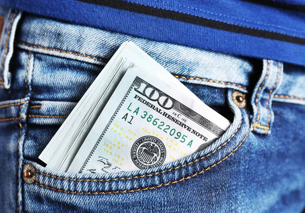 Dólares en bolsillo vaquero —  Fotos de Stock