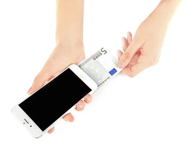 Händerna håller smart telefon — Stockfoto
