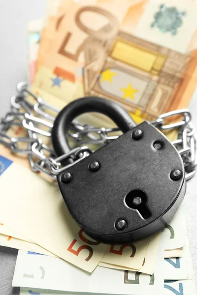 Euro banknotes with lock — Stock Photo, Image