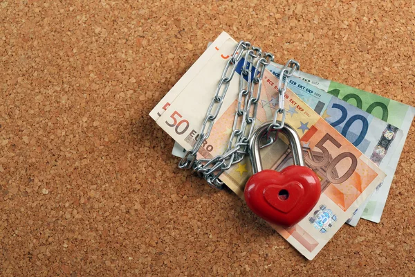 Euro banknotes with lock — Stock Photo, Image