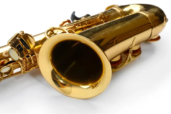 Golden saxophone close up — Stock Photo, Image