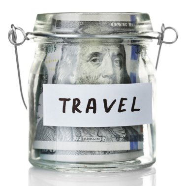 Cam Kavanoz banknotlar için seyahat ile