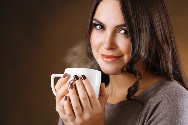 Woman with cup of coffee — Stock Photo, Image