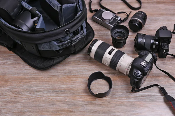 Photographer's equipment on floor — Stock Photo, Image