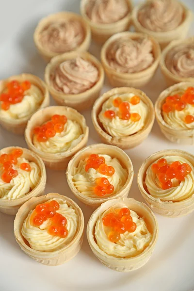 Reihe von kalten Snacks, Nahaufnahme — Stockfoto