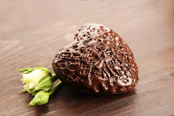 Chocolate heart on table