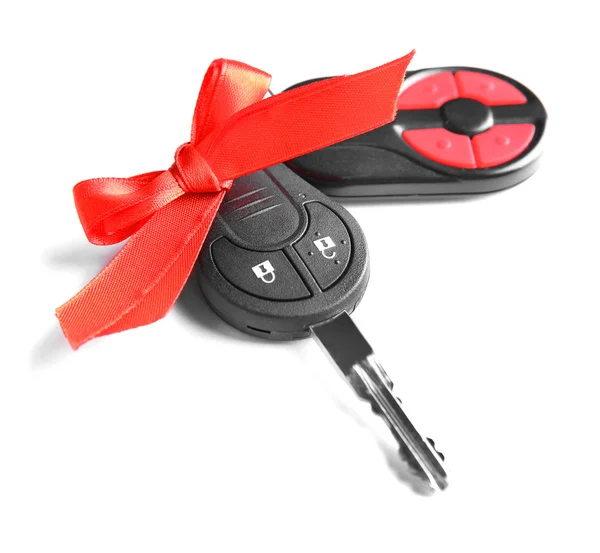 Gift car keys with red bow — Stock Photo, Image