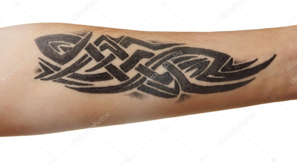 Abstraktní tetování na mužské předloktí — Stock Fotografie © belchonock ...