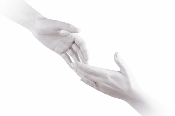 Hands reaching toward each other — Stock Photo, Image