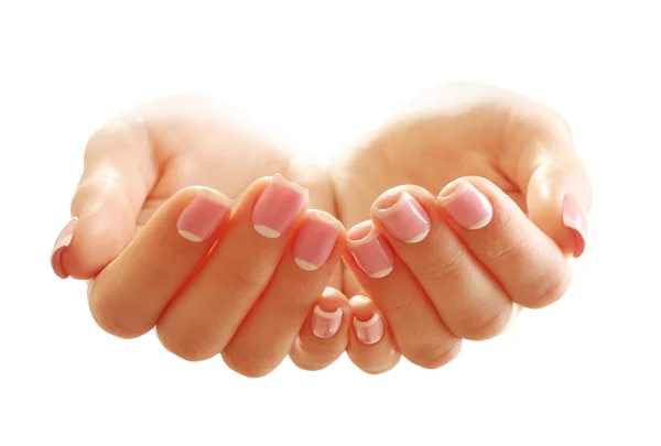 Empty female hands, isolated on white — Stock Photo, Image