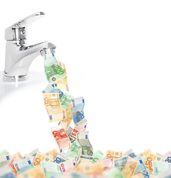 Money fall out of the tap — Stock Photo, Image