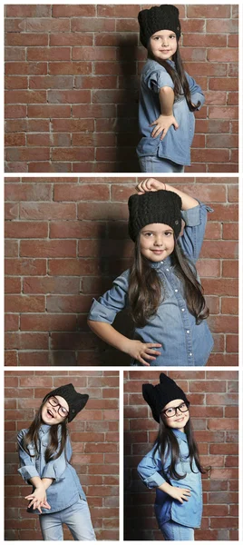 Collage di piccola ragazza di moda — Foto Stock