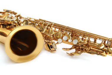 Golden saxophone close up clipart