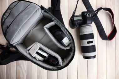 Fotoğrafçının ekipman katta 