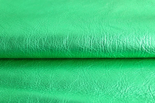Green leather texture close up — Stock Photo, Image