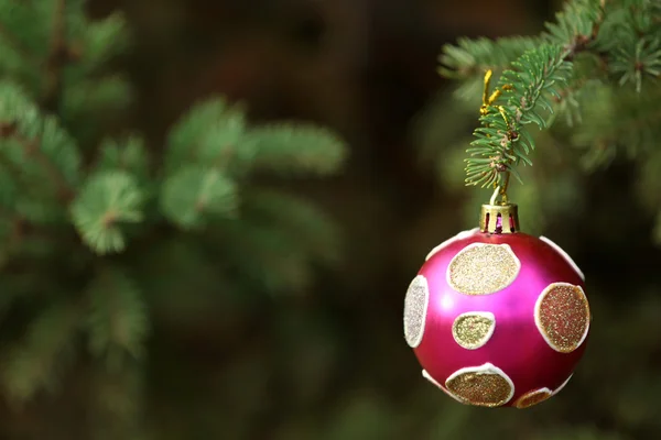 Boże Narodzenie ball wiszące na gałęzi — Zdjęcie stockowe