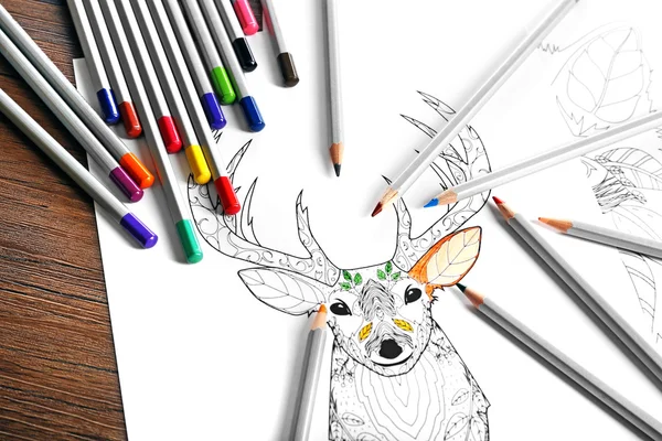 Colorear ciervos con lápices — Foto de Stock