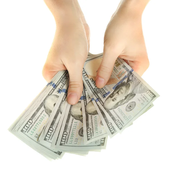 Pieniądze w rękach kobiet — Zdjęcie stockowe