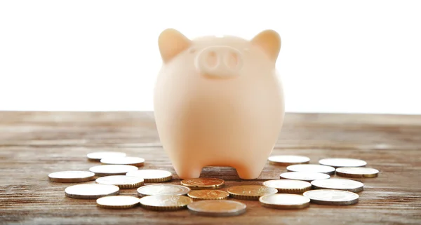 Piggy bank with coins — Stock Photo, Image