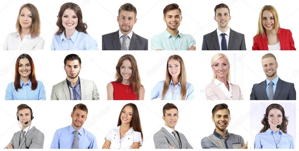 Collage of business people portraits